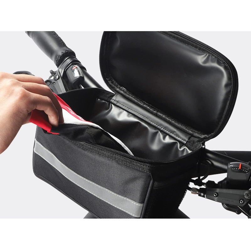 traderplus Bike Handlebar Bag Bicycle Front Basket Scooter Bag Insulated Cooler Storage Pouch Road Mountain Cycling Pack Cycling Accessories with TPU Touch Screen & Reflective Stripe - Image 3